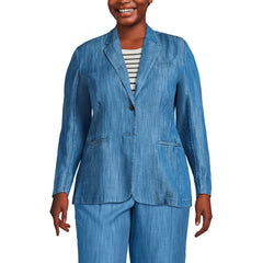 Women's Plus Size Indigo TENCEL TM Fiber Relaxed Blazer