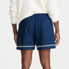 Men's 5.5" Linen Cotton Embroidered Easy Shorts