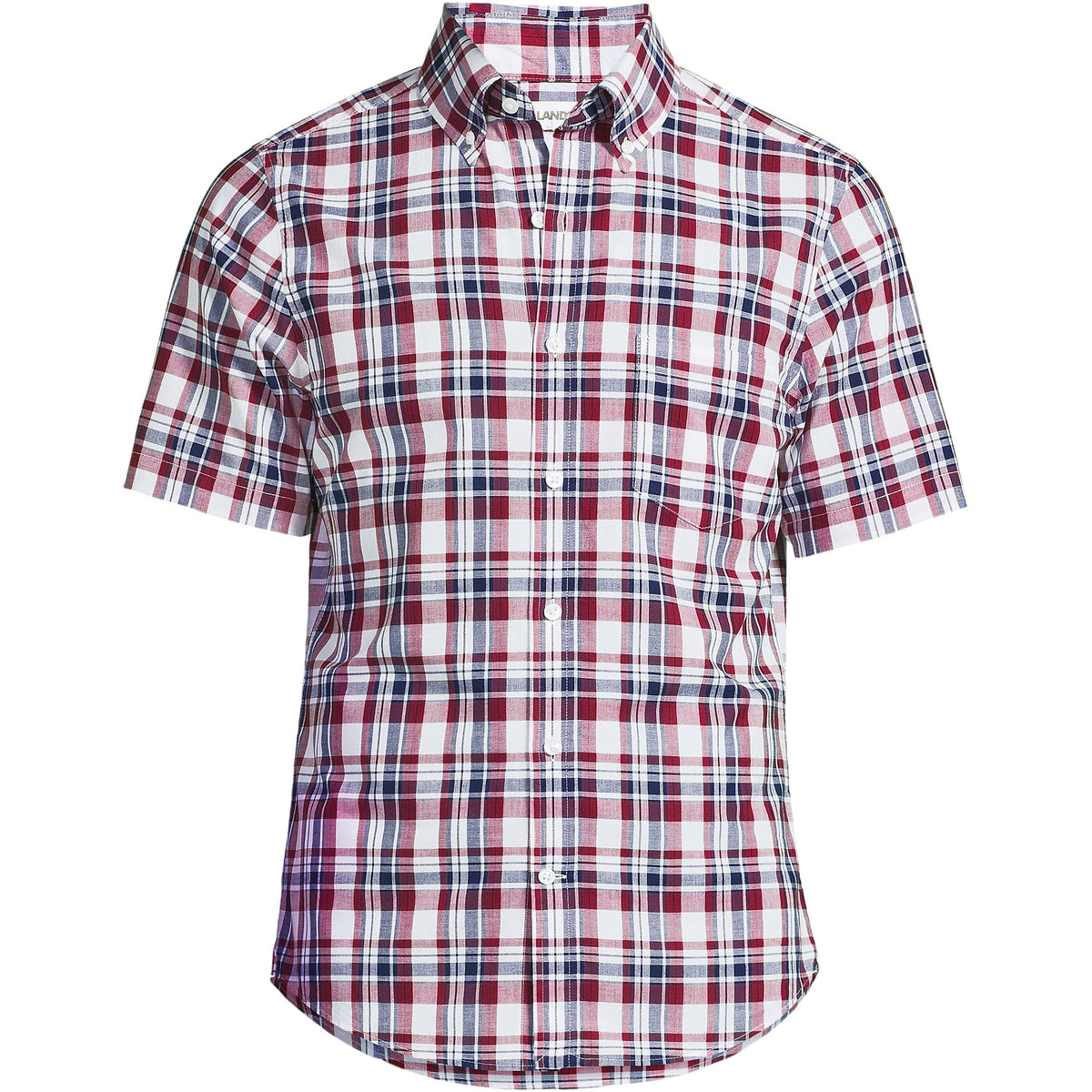 Men's Big Traditional Fit Short Sleeve Madras Shirt