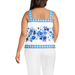 Women's Plus Size Poplin Square Neck Tank Top
