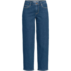 Women's Plus Size Soft Denim Mid Rise Relaxed Straight Crop Jeans