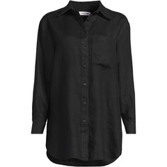 Women's Plus Size Linen Oversized Button Front Shirt