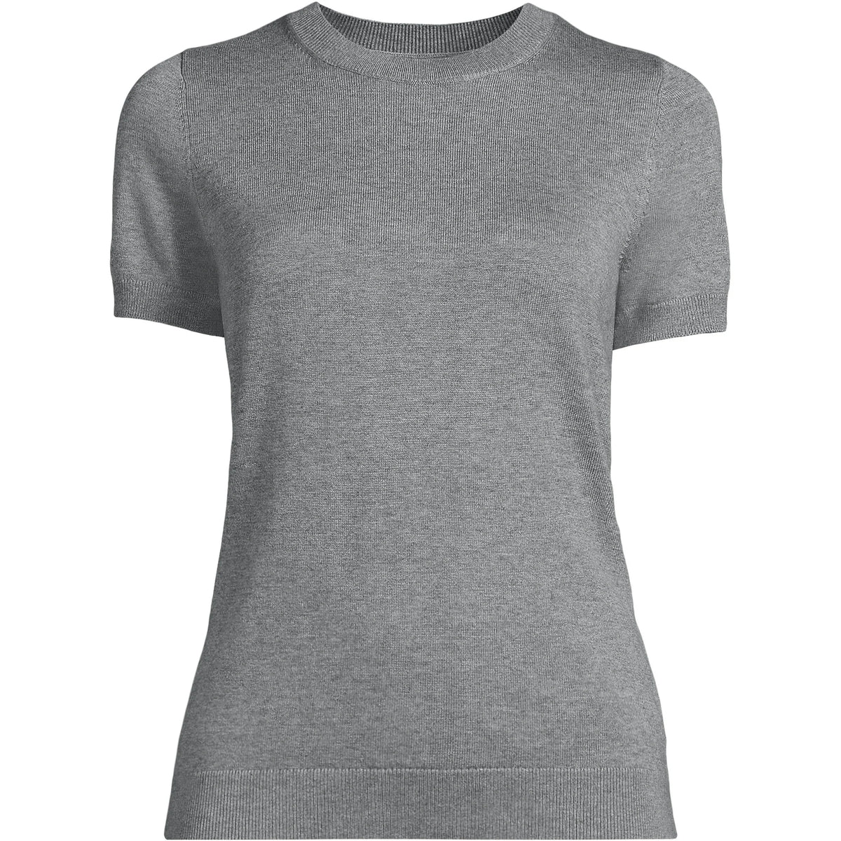 Women's Tall Cotton Modal Short Sleeve Jewel Neck Pullover Sweater