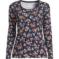 Women's Plus Size Lightweight Jersey Skimming Long Sleeve Scoop Neck T-shirt