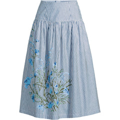 Women's Poplin Drop Waist Midi Skirt - Set Bottom