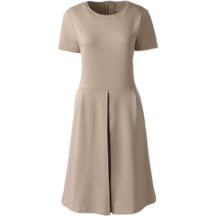 School Uniform Women's Short Sleeve Ponte Dress Top of Knee