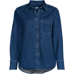 Women's Plus Size Soft Denim Twill Button Front Shirt