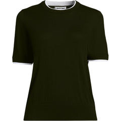 Women's Double Trim Cotton Crew Neck Tee Sweater