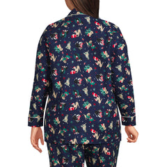 Women's Plus Size Long Sleeve Print Flannel Pajama Top