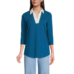 Women's 3/4 Sleeve Super T Collared Popover Tunic
