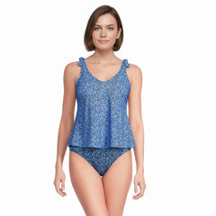 Women's Tie Shoulder Flutter Tankini Top