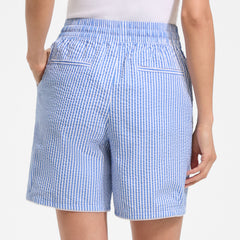 Women's Seersucker High Rise Pull On 7" Shorts