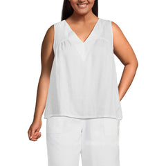 Women's Plus Size Linen V Neck Top