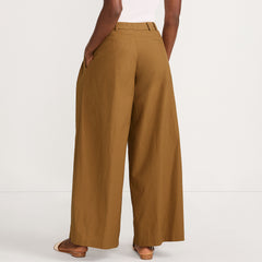Women's Petite Poplin Mid Rise Pleated Slouchy Pants