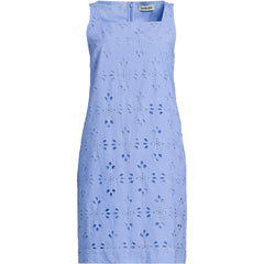 Women's Sleeveless Eyelet Shift Above the Knee Dress