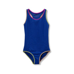 Girls Chlorine Resistant Embroidered One Piece Swimsuit