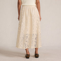 Women's Sequin Lace Mid Rise Midi Skirt