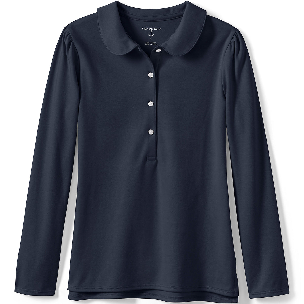 Girls Long Sleeve Peter Pan Collar Polo Shirt