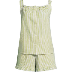 Women's Plus Size Seersucker 2 Piece Pajama Set - Tank and Shorts