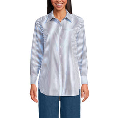 Women's Petite Oversized No Iron Tunic with Statement Collar Shirt