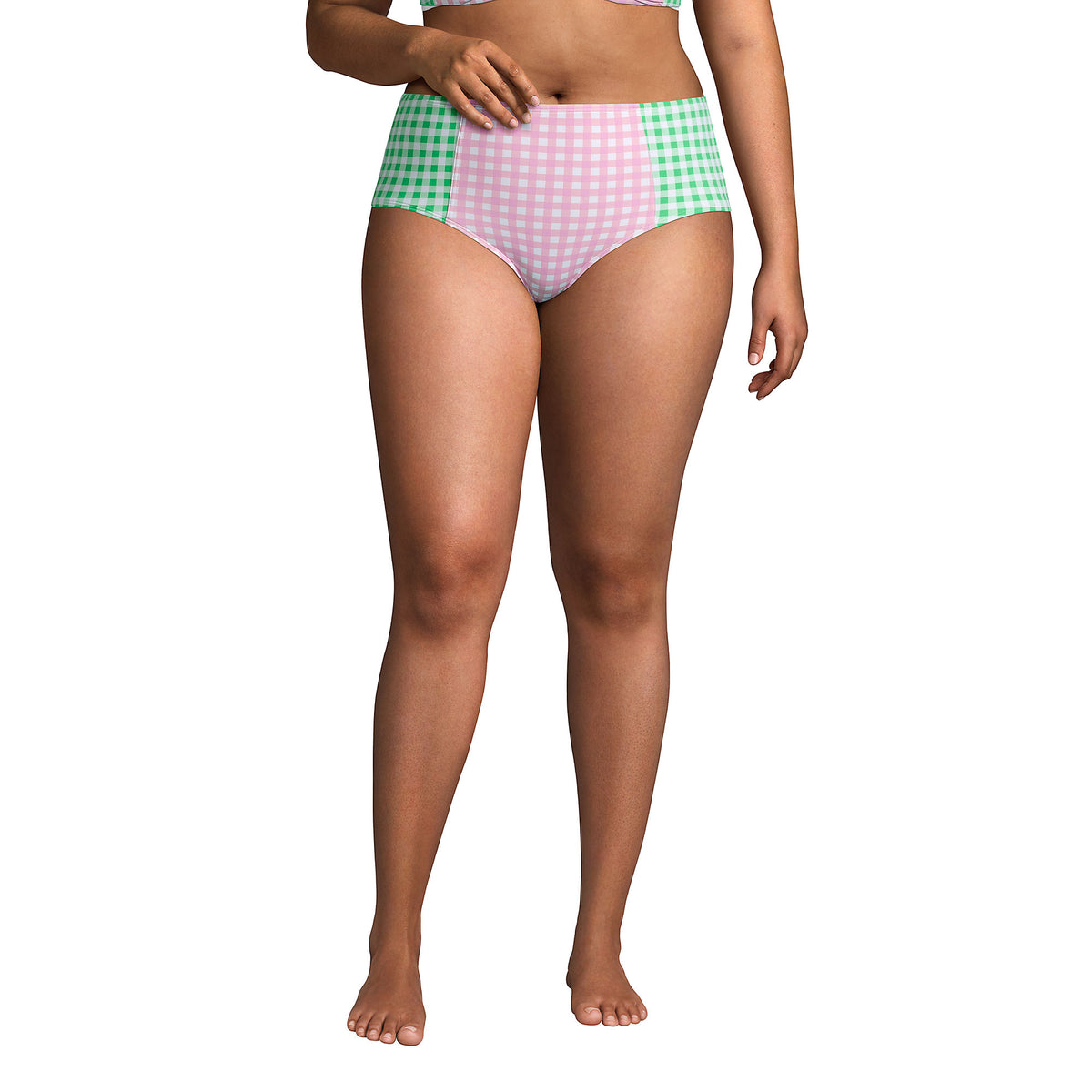 Draper James x Lands' End Women's Plus Size Chlorine Resistant Retro High Waisted Bikini Bottoms
