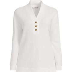 Women's Plus Size Long Sleeve Waffle Shawl Collar Henley