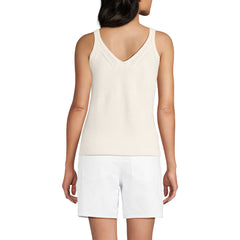 Women's Cotton Cable Vneck Tank Sweater