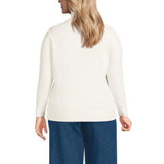 Women's Plus Size Long Sleeve Waffle Quarter Zip Pullover
