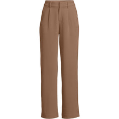 Women's Crepe High Rise Pleated Wide Leg Pants
