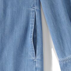Women's Plus Size Light Weight Denim Popover At the Knee Dress