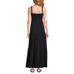 Women's Petite Cotton Modal Twist Front Tiered Maxi Dress
