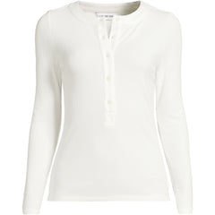 Women's Drapey Rib Fitted Long Sleeve Henley T-Shirt