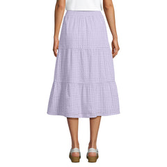 Women's Poplin Tiered Eyelet Midi Skirt
