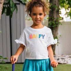 Girls Short Sleeve Ruffle Tee