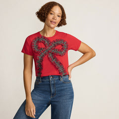 Women's Short Sleeve Supima Cotton Ruffle Bow T-Shirt
