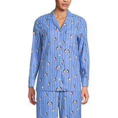Women's Tall Long Sleeve Print Flannel Pajama Top
