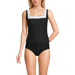 Women's Long Texture Square Neck Tankini Swimsuit Top