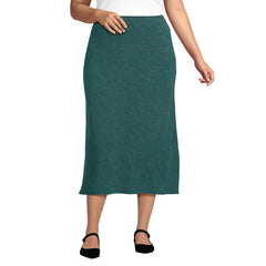 Women's Plus Size Crinkle Midi Skirt