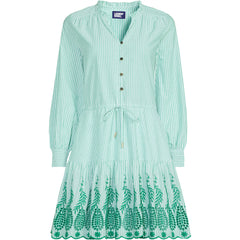 Women's Tall Long Sleeve Eyelet Mini Popover Dress